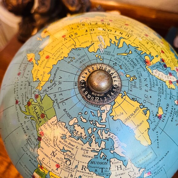 Vintage Mid Century Tin Desk 8 Inch Magnetic Air Race Globe, Replogle Globes Inc - Picture 6 of 16